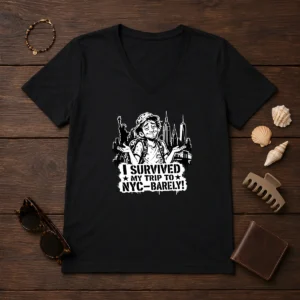 Premium NYC Trip Survivor Stencil V-Neck Shirt