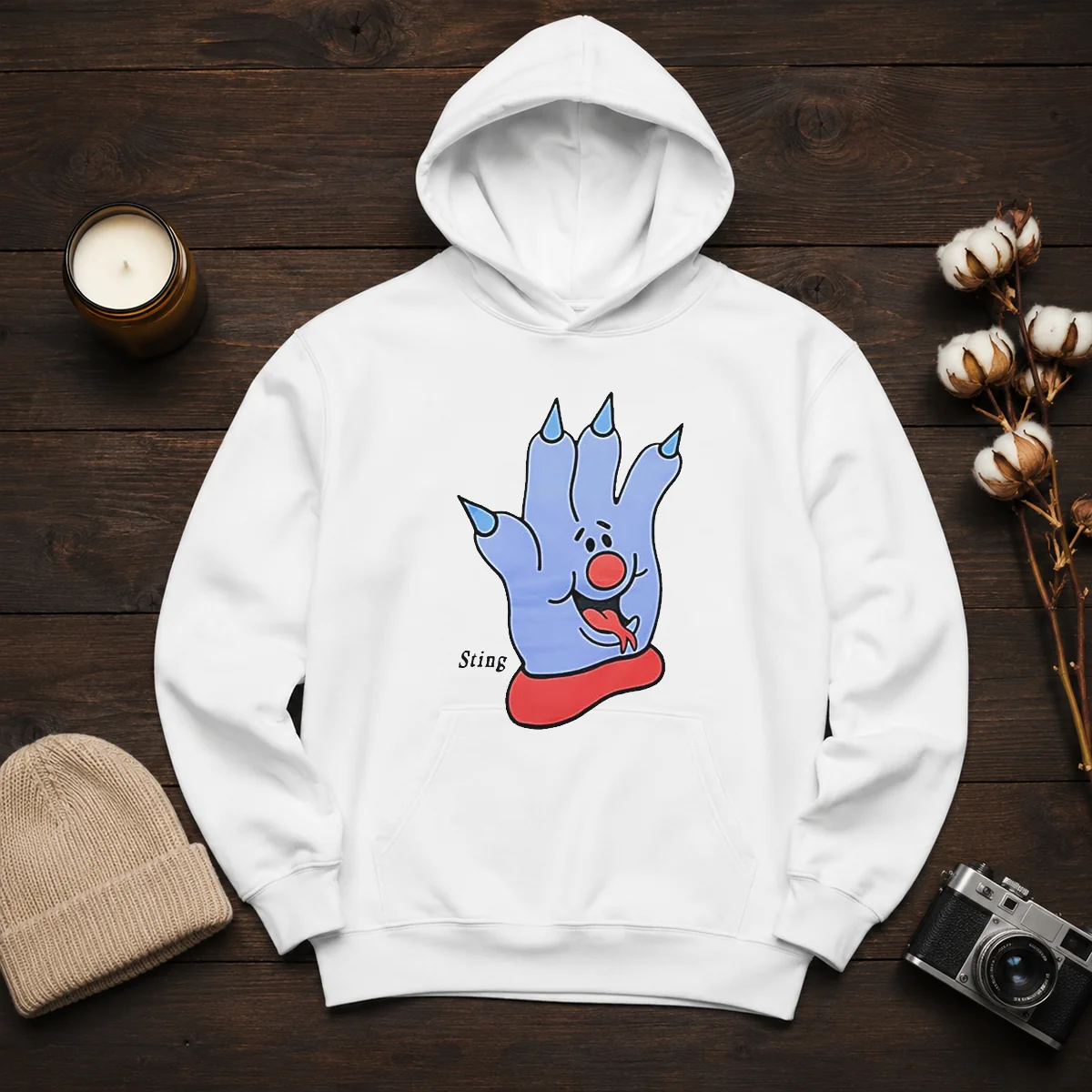 Premium Sting Blue Cartoon Hand Character Mascot Hoodie