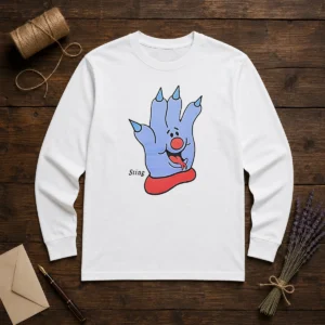 Premium Sting Blue Cartoon Hand Character Mascot Long Sleeve Shirt