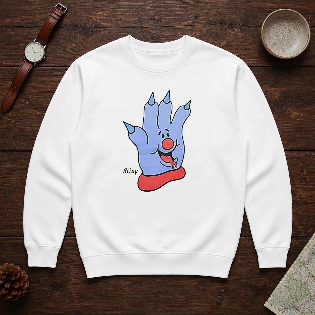 Premium Sting Blue Cartoon Hand Character Mascot Sweater