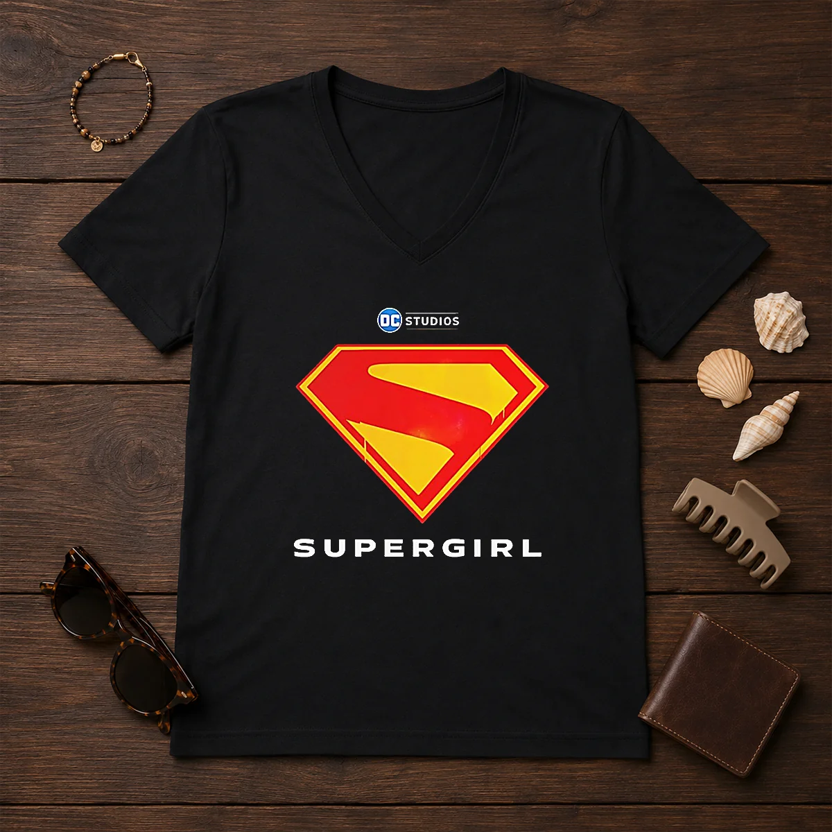 Premium Supergirl DC Studios Logo V-Neck Shirt Premium Supergirl DC Studios Logo V-Neck Shirt