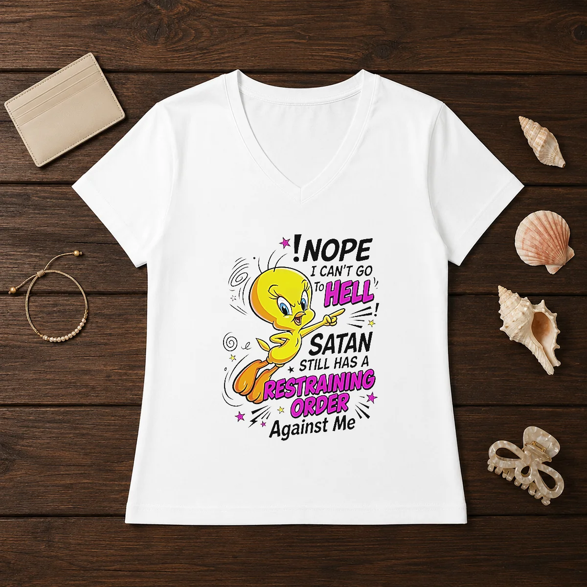 Premium Tweety Nope I Can'T Go V-Neck Shirt Premium Tweety Nope I Can'T Go V-Neck Shirt
