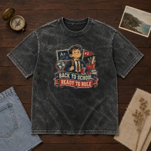 Pretty Back To School Proud Student Retro Distressed Washed T-Shirt