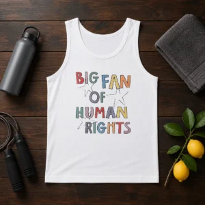 Pretty Big Fan Of Human Rights Activism Social Justice Tank Top in white, sleeveless casual wear
