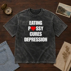 Pretty Eating Pssy Cures Depression Washed T-Shirt