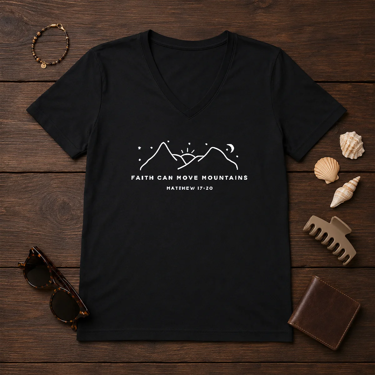Pretty Faith Can Move Mountains Matthew V-Neck Shirt Pretty Faith Can Move Mountains Matthew V-Neck Shirt