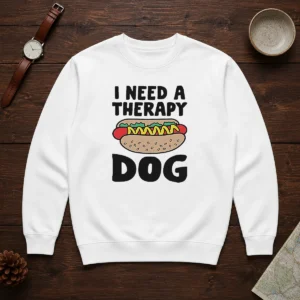 Pretty I Need A Therapy Dog Hot Dog Pun Food Sweater