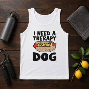 Pretty I Need A Therapy Dog Hot Dog Pun Food Tank Top
