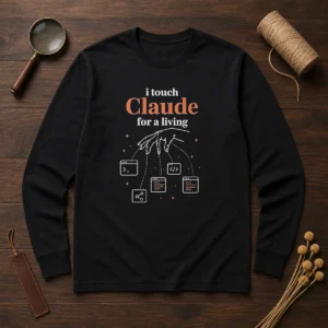 Pretty I Touch Claude For A Living Programmer long sleeve shirt in black with white text design