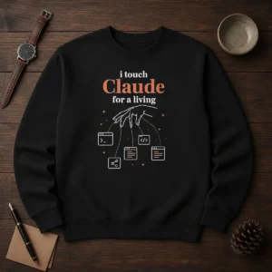 Pretty I Touch Claude For A Living Programmer sweater in dark color, showing front design and comfortable fit