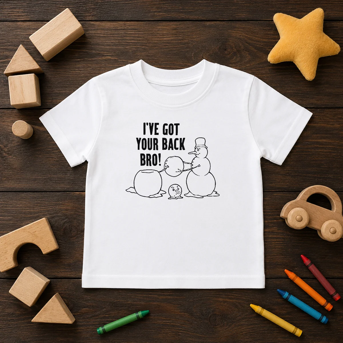 Pretty I'Ve Got Your Back Bro Kids T Shirt in white, displayed flat with short sleeves and crew neck
