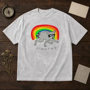 Pretty Jimothy The Raccoon Rainbow Funny Animal Washed T-Shirt