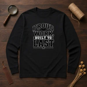 Pretty Labour Day Proud Worker Silhouette Long Sleeve Shirt showing front design on a comfortable long sleeve garment