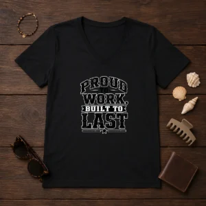 Pretty Labour Day Proud Worker Silhouette V-Neck Shirt