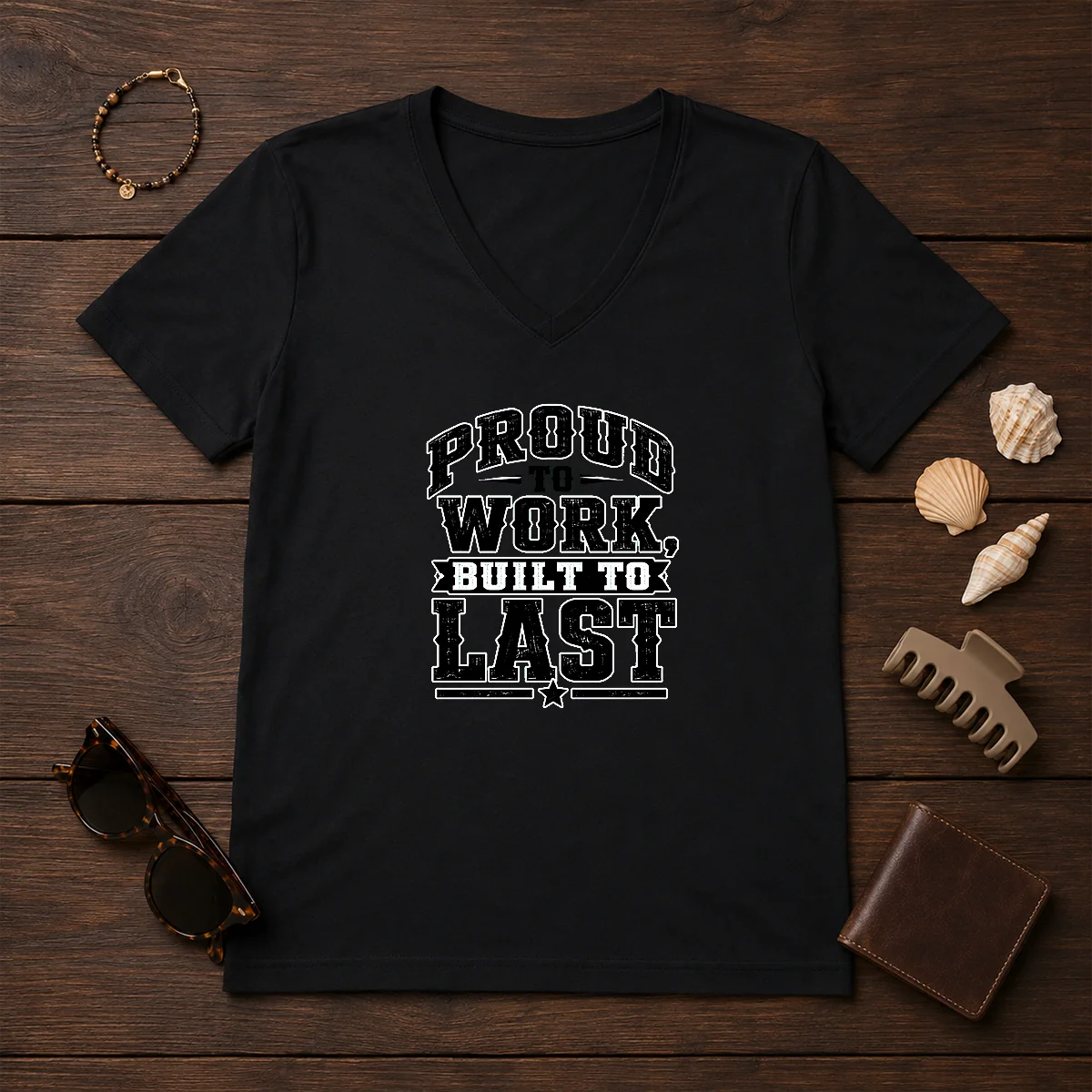 Pretty Labour Day Proud Worker Silhouette V-Neck Shirt Pretty Labour Day Proud Worker Silhouette V-Neck Shirt