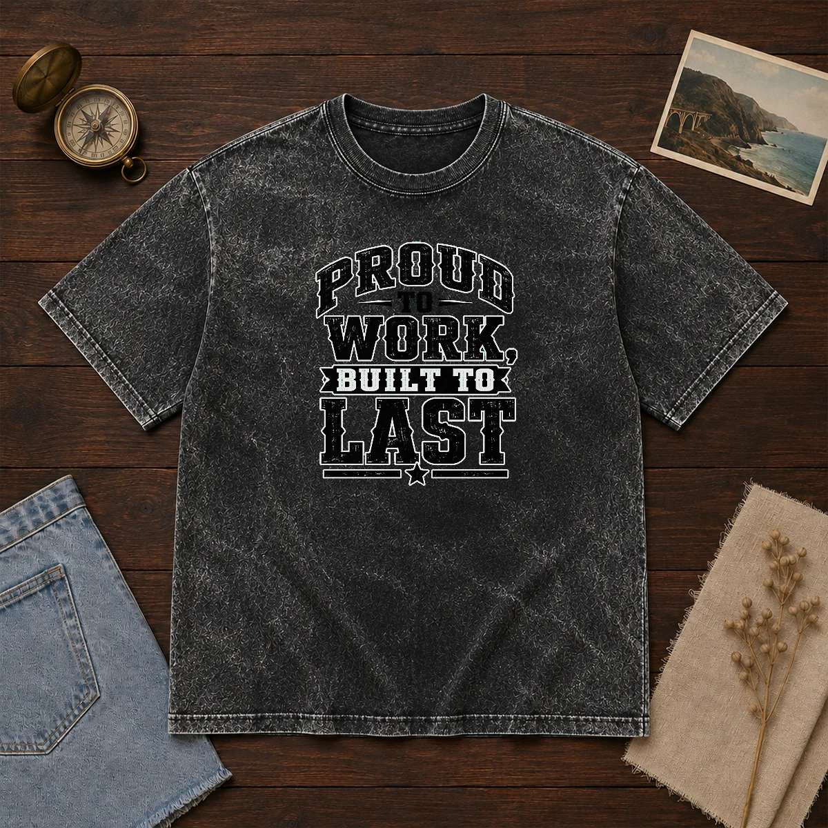 Pretty Labour Day Proud Worker Silhouette Washed T-Shirt