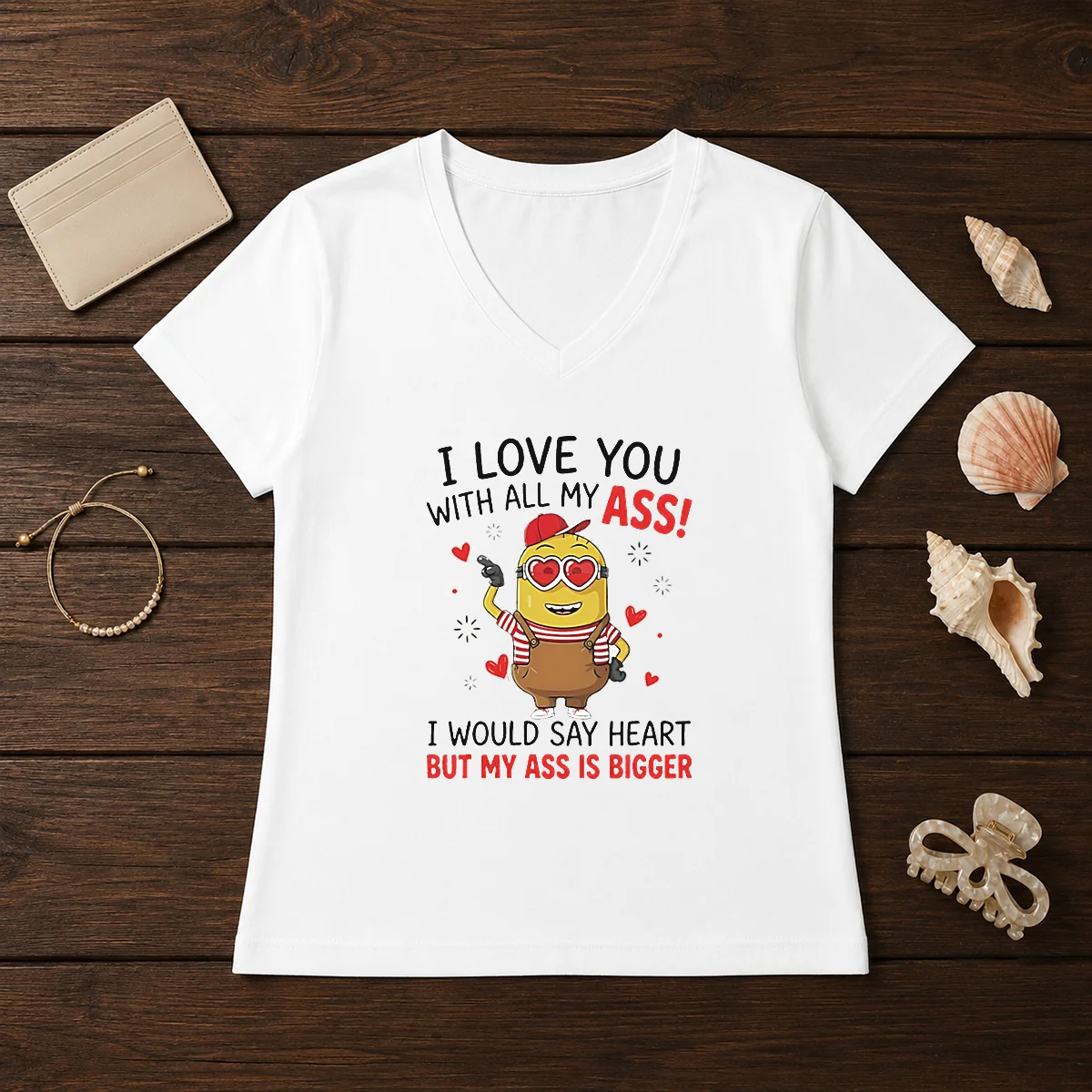 Pretty Minion I Love You Ass V-Neck Shirt Pretty Minion I Love You Ass V-Neck Shirt