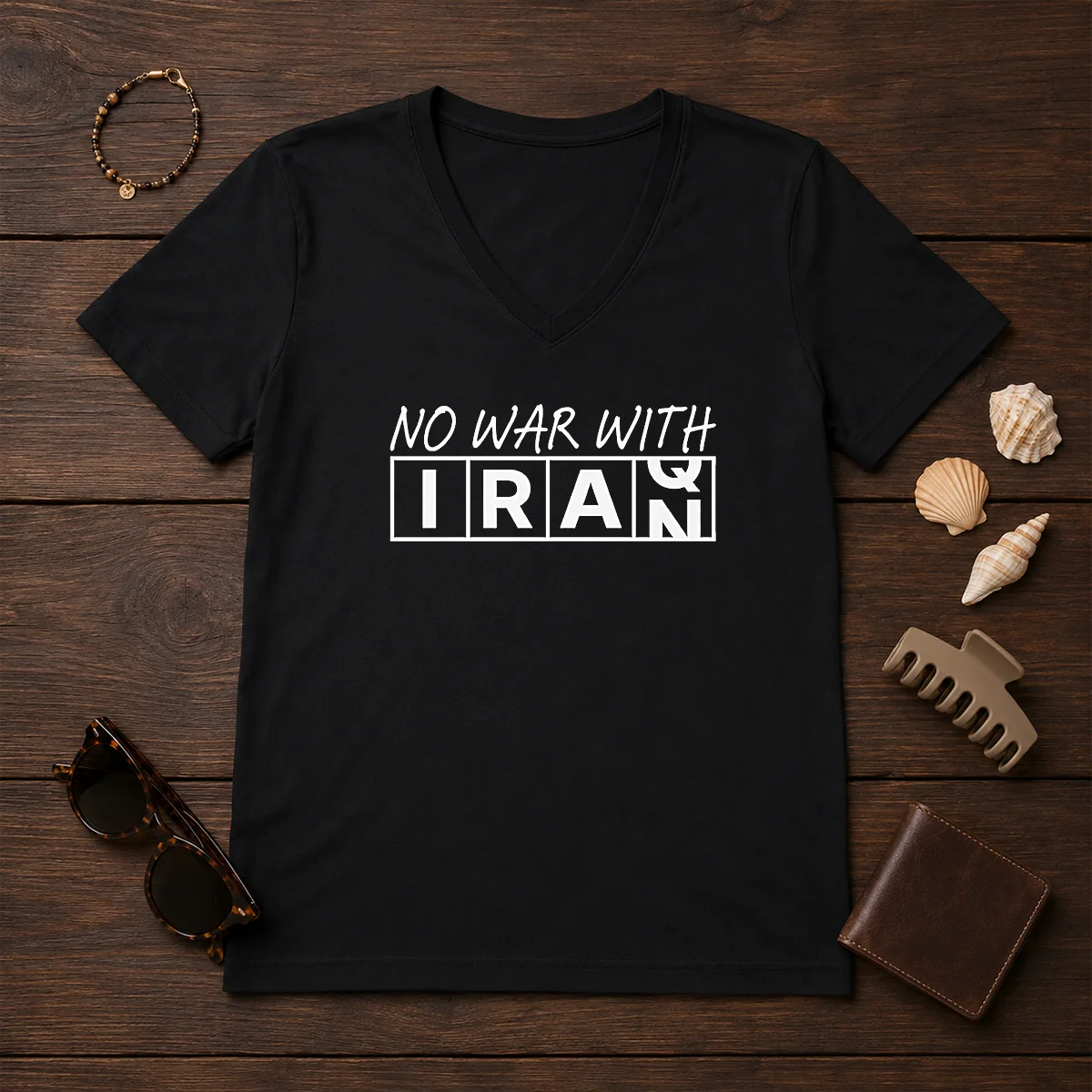 Pretty No War With Iran Political V-Neck Shirt Pretty No War With Iran Political V-Neck Shirt