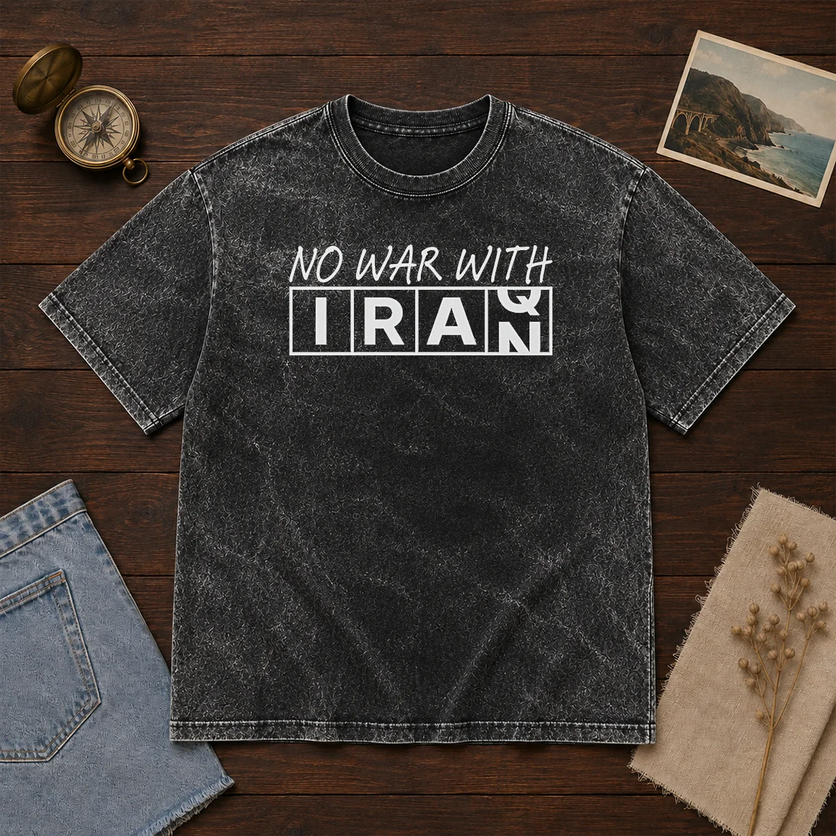 Pretty No War With Iran Political Protest Anti War Washed T-Shirt