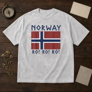 Pretty Norway Round Of 16 FIFA World Cup 2026 Ro Ro Ro Flag printed on a soft washed t shirt