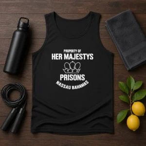 Pretty Property Of Her Majestys Prisons Nassau Bahamas Tank Top in white, sleeveless casual wear