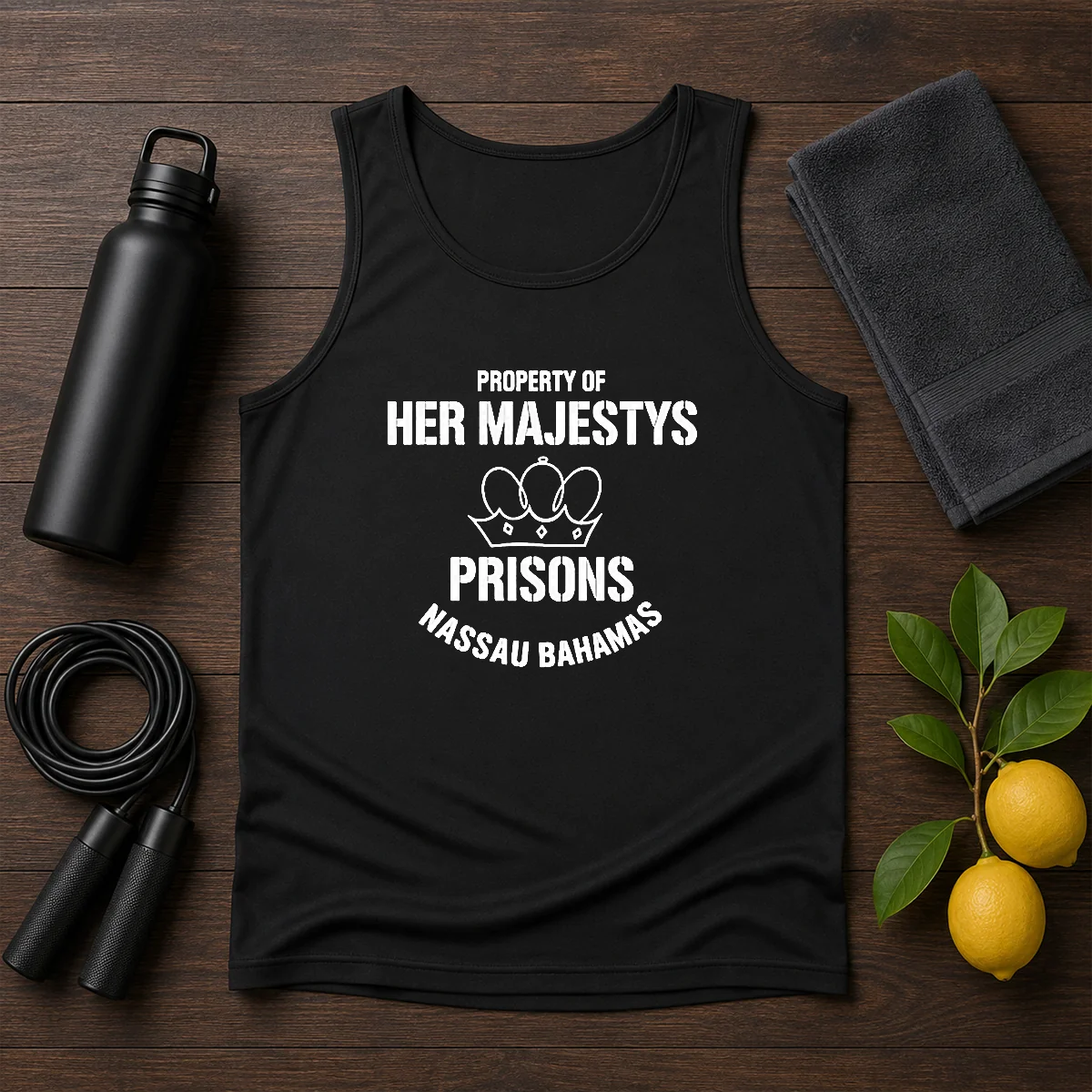 Pretty Property Of Her Majestys Prisons Nassau Bahamas Tank Top in white, sleeveless casual wear