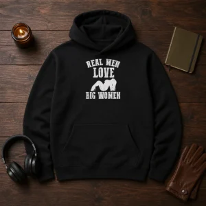 Pretty Real Men Love Big Women Distressed Slogan Hoodie