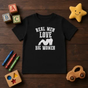Pretty Real Men Love Big Women Distressed Slogan Kids T-Shirt