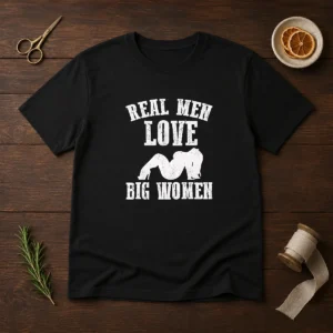 Pretty Real Men Love Big Women Distressed Slogan