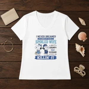 Pretty Snoopy Spoiled Wife Of A Grumpy Old Husband Killin It V-Neck Shirt
