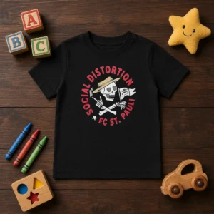 Pretty Social Distortion FC St Pauli Skull With Straw Hat And Flag Kids T-Shirt