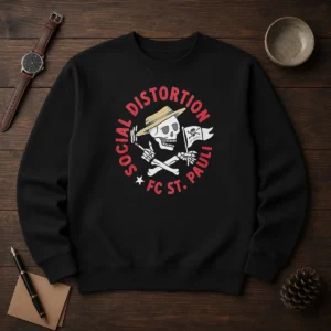 Pretty Social Distortion FC St Pauli Skull With Straw Hat And Flag Sweater