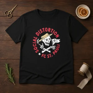 Pretty Social Distortion FC St Pauli Skull With Straw Hat And Flag