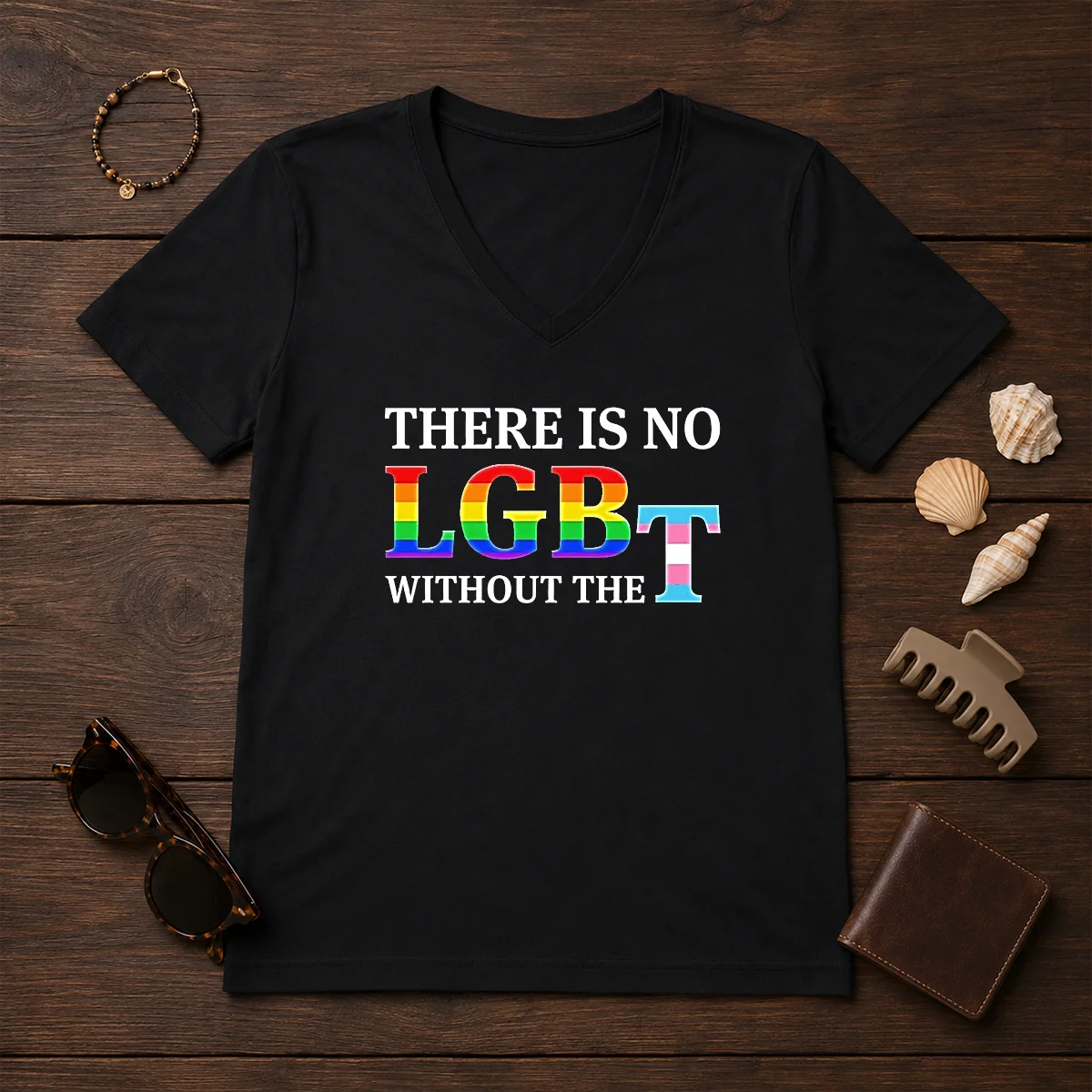 Pretty There Is No LGBT Without V-Neck Shirt Pretty There Is No LGBT Without V-Neck Shirt