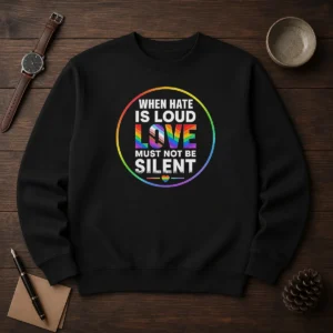 Pretty When Hate Is Loud Love Must Not Be Silent Pride Month Sweater