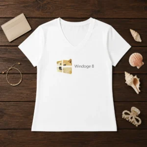 Pretty Windoge 8 Doge Windows Logo V Neck Shirt featuring a vibrant Doge Windows design on a comfortable V neck garment