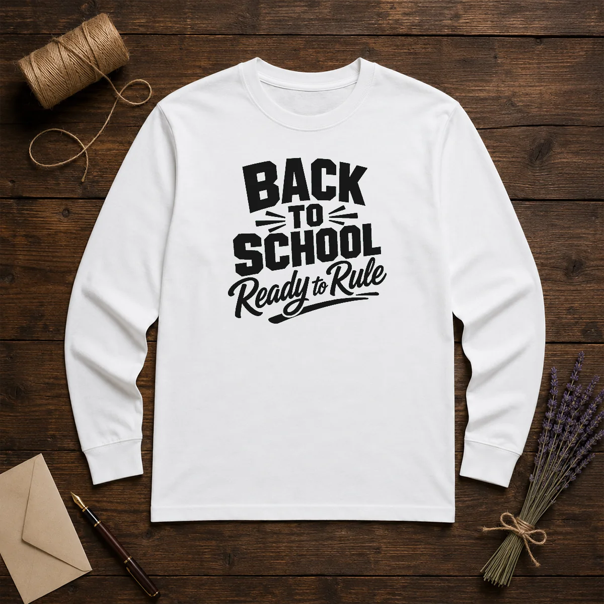 Top Back To School Ready To Rule Silhouette Long Sleeve Shirt