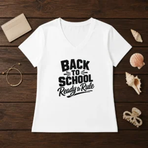 Top Back To School Ready To Rule Silhouette V-Neck Shirt