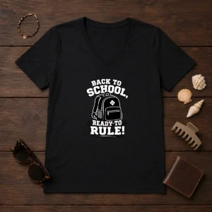 Top Back To School Ready To Rule Silhouette V-Neck Shirt