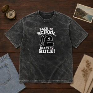 Top Back To School Ready To Rule Silhouette printed on a soft washed t shirt in a relaxed fit