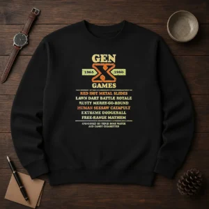 Top Gen X Games 1965 1980 Red Hot Metal Slides Sweater