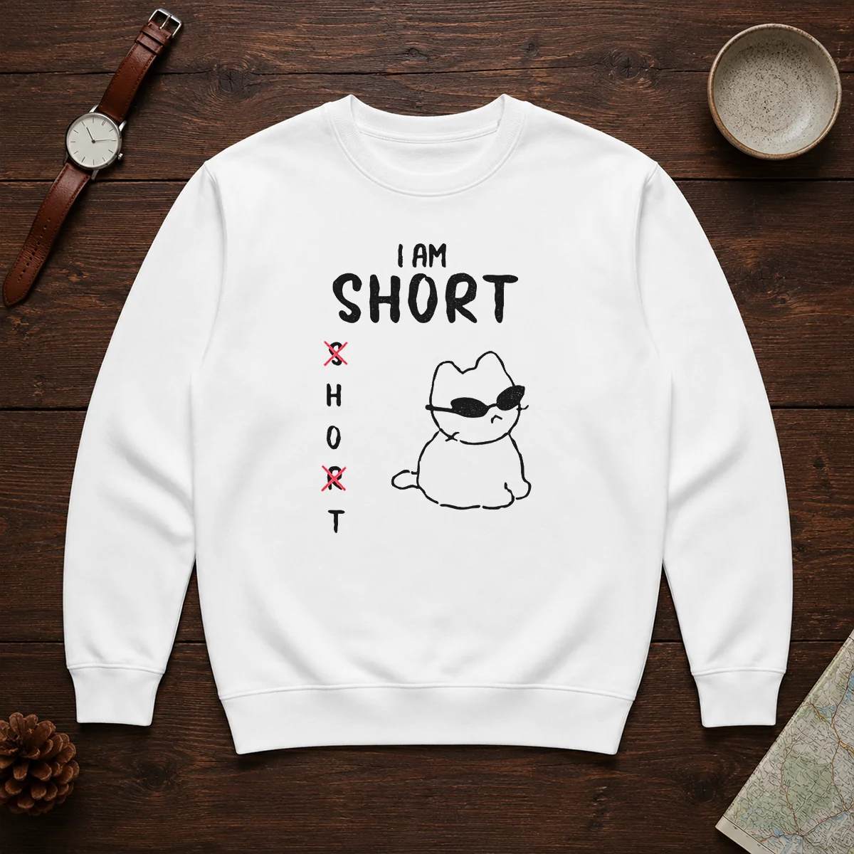 Top I Am Short H And T With Cool Cat Sweater