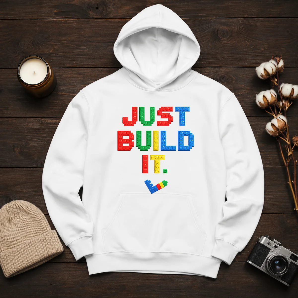 Top Just Build It Master Builder Building Block Hoodie