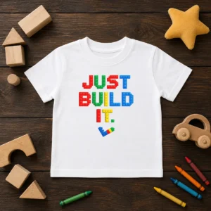 Top Just Build It Master Builder Building Block Kids T-Shirt
