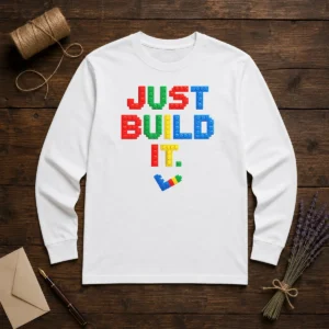 Top Just Build It Master Builder Building Block Long Sleeve Shirt