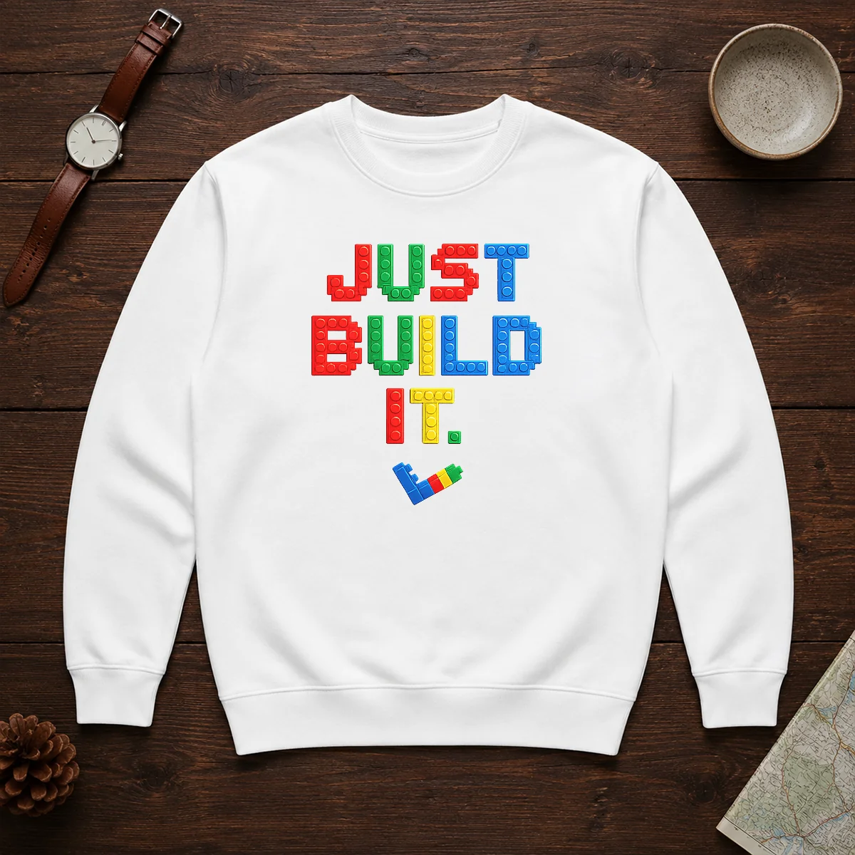Top Just Build It Master Builder Building Block Sweater