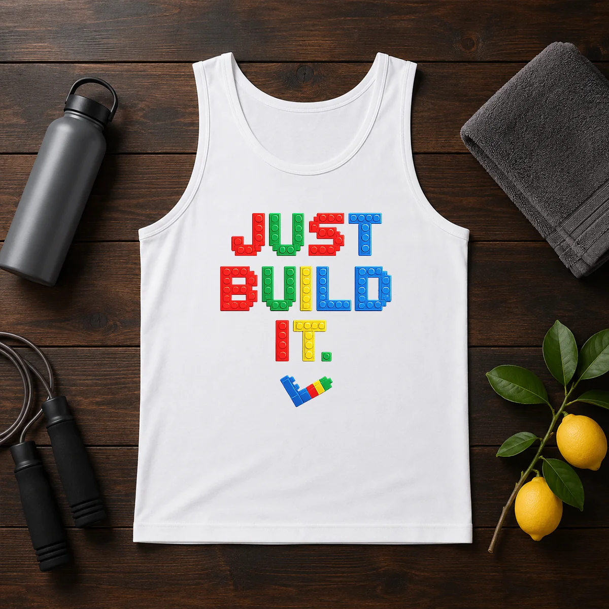Top Just Build It Master Builder Building Block Tank Top