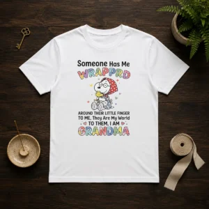 Top Snoopy Woodstock Peanuts Someone Has Me Wrapprd Around Their Little Finger I Am Grandma