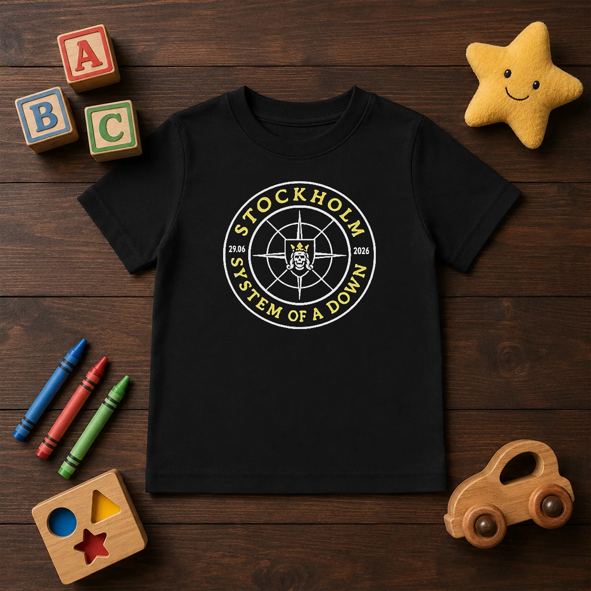 Top System Of A Down Stockholm 2026 Tour Badge Kids T-Shirt
