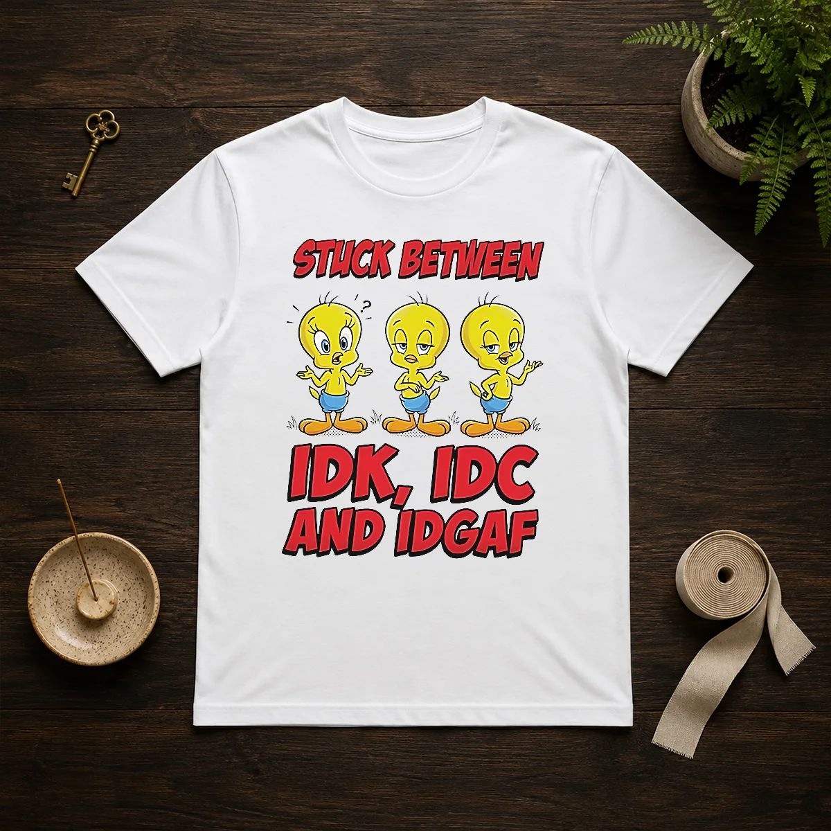 Top Tweety Stuck Between IDK IDC Shirt Top Tweety Stuck Between IDK IDC Shirt